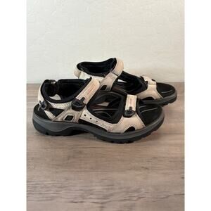 ECCO Men's Offroad Sandal Tan Leather Hiking Walking Shoe Size 41 US 10-10.5 EUC